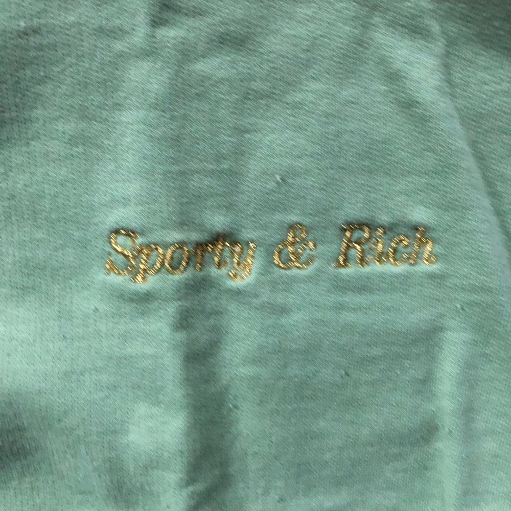 Sporty & Rich Green Logo Embroidered Green Hoodie - Picture 2 of 5